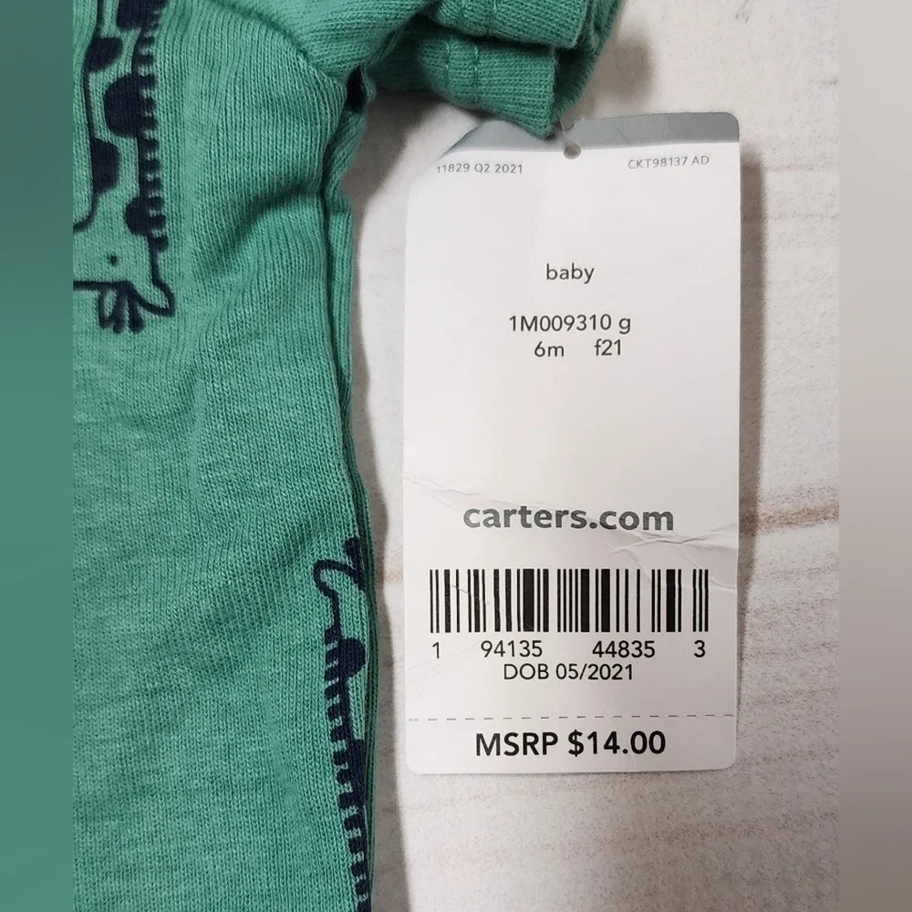Carter's Giraffe Green Henley-Style Bodysuit Size 6 months - New With Tags